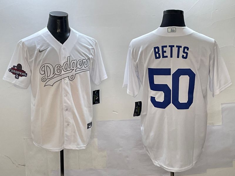Men Los Angeles Dodgers 50 Betts White Fashion Edition Game 2025 Nike MLB Jersey style 2
